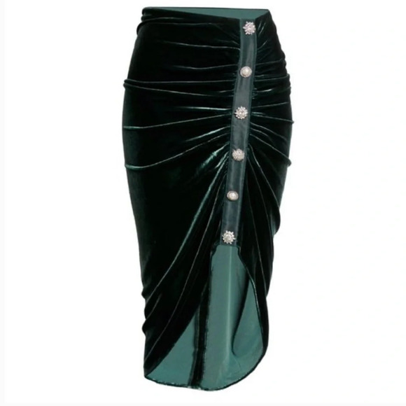 Veronica Beard Navita Velvet Asymmetrical Midi Skirt in
Emerald Green - Picture 2 of 7